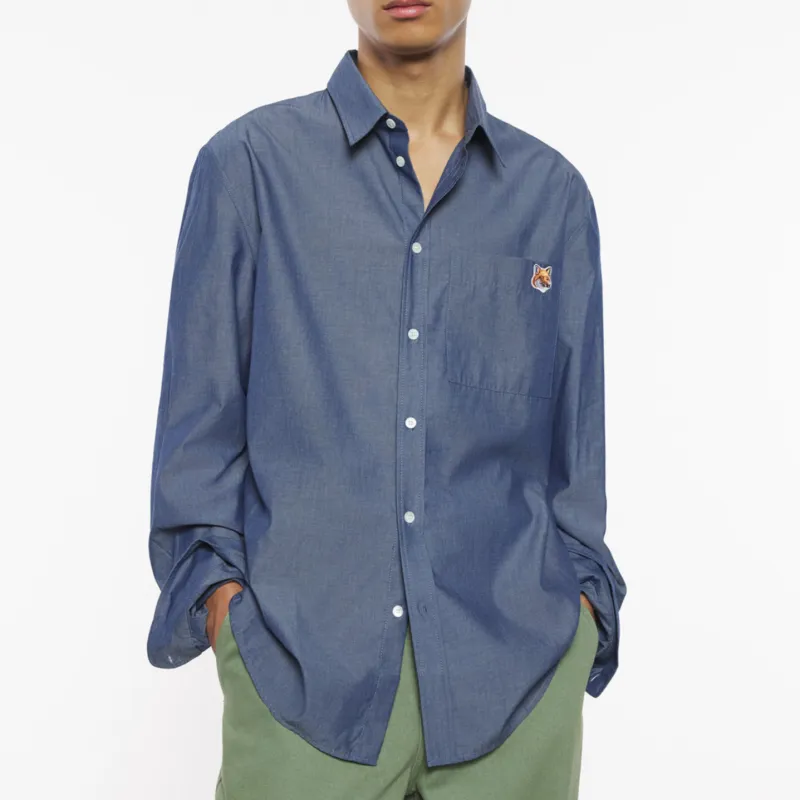 Maison Kitsune Fox Head Patch Buttoned Shirt-4