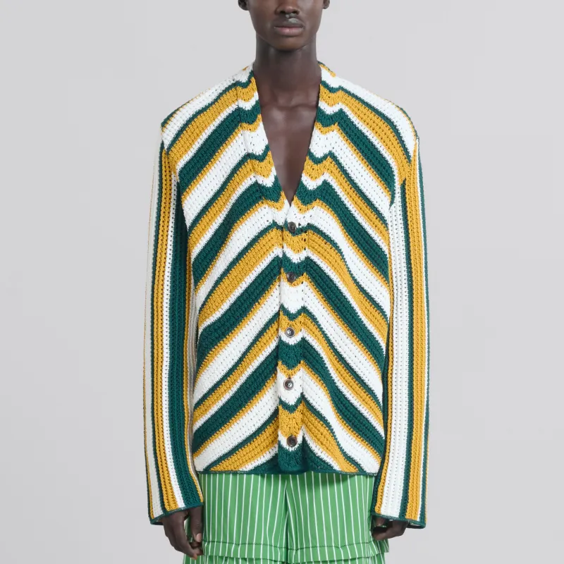 MARNI Chevron Patterned Crochet Cardigan-1