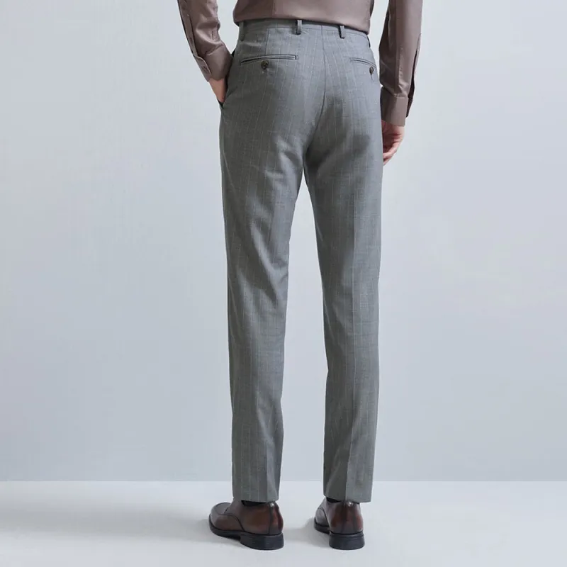 SAINT ANGELO Suit Trouser Men's Gray Base With White Vertical Stripes-1