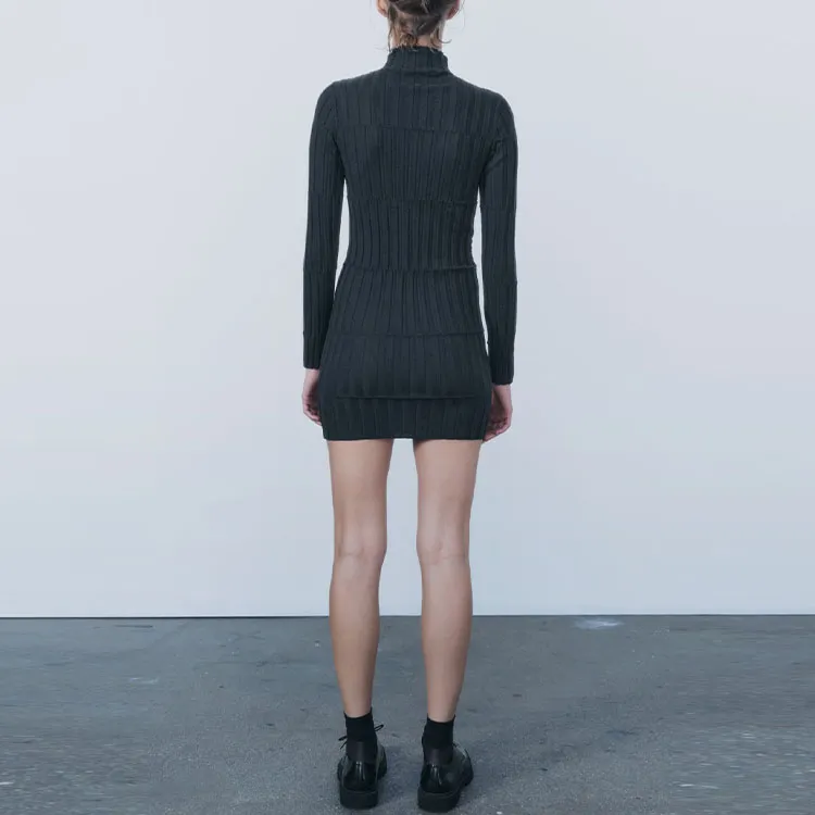 ZARA Long Sleeved Dress Women's Dark Gray-2