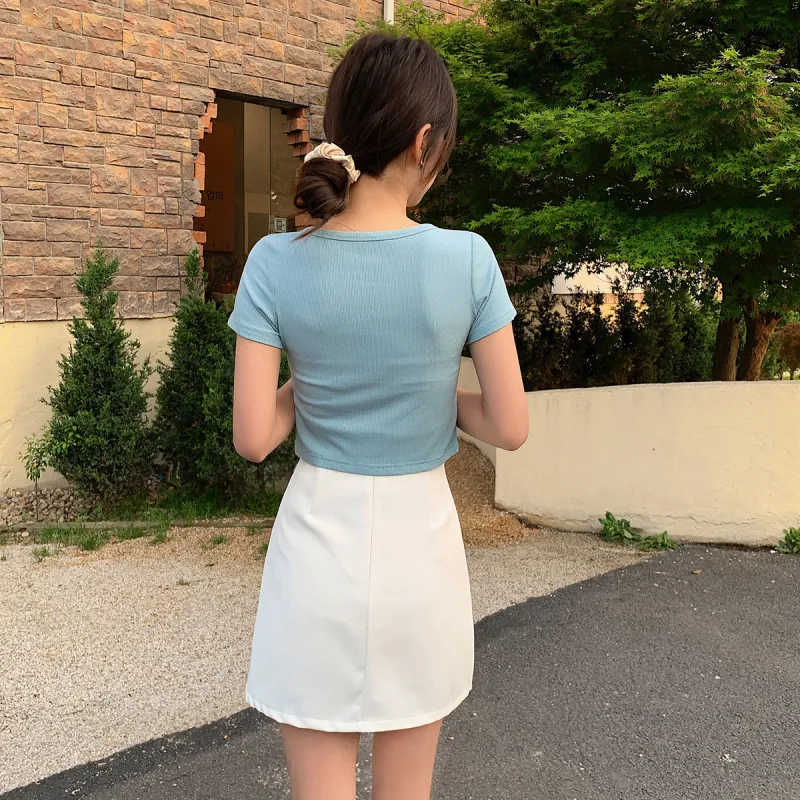 Emodues Casual Short Skirts Women's White-0