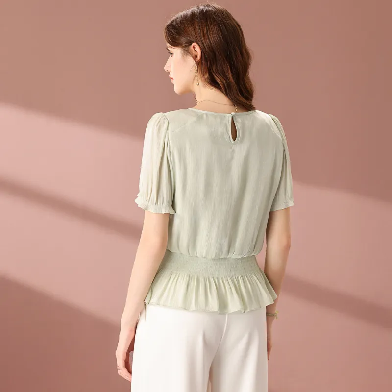 FENHONGMALI Shirt Women's Light Green-1
