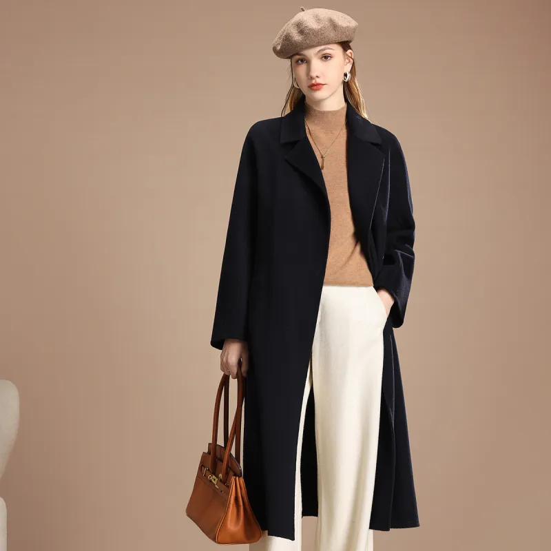 FENHONGMALI Coats Women's Navy Blue-2