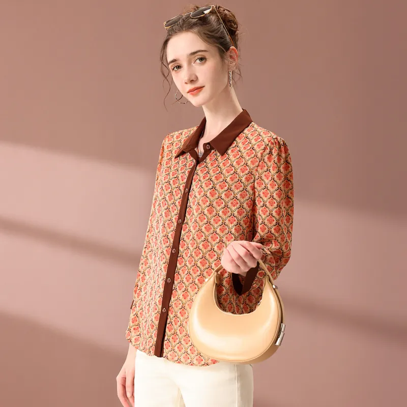 FENHONGMALI Shirt Women's Red Flower-1