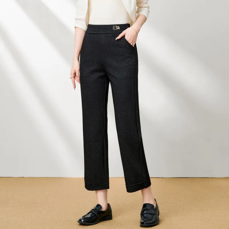 FENHONGMALI Casual Pants Women's Black Gray-2