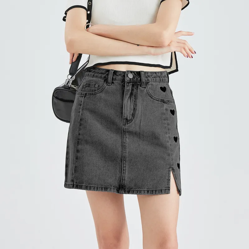 Tonlion Denim Short Skirts Women's-4