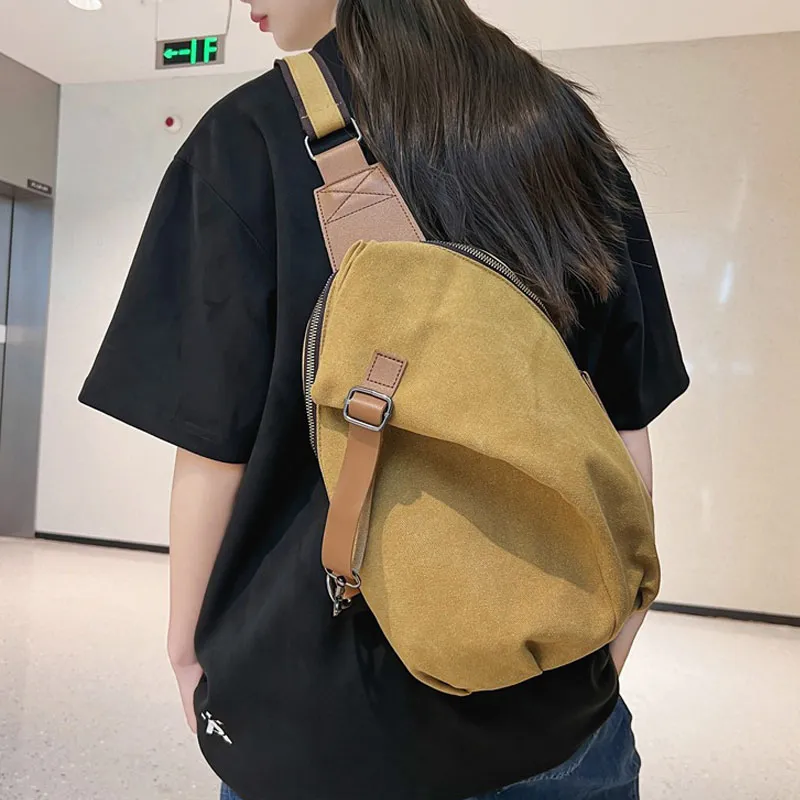 Duoluplo Doron Paul Canvas With PU Canvas Bag, Shoulder Bag, Crossbody Bag Unisex Black/Khaki/Gray/Ecru-5