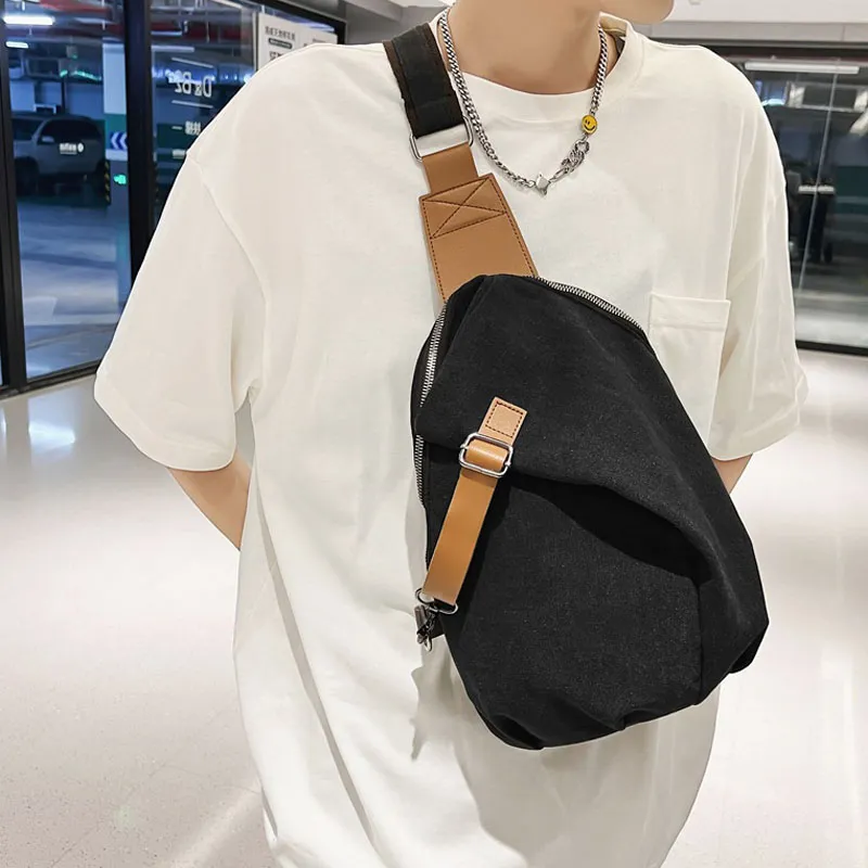 Duoluplo Doron Paul Canvas With PU Canvas Bag, Shoulder Bag, Crossbody Bag Unisex Black/Khaki/Gray/Ecru-1