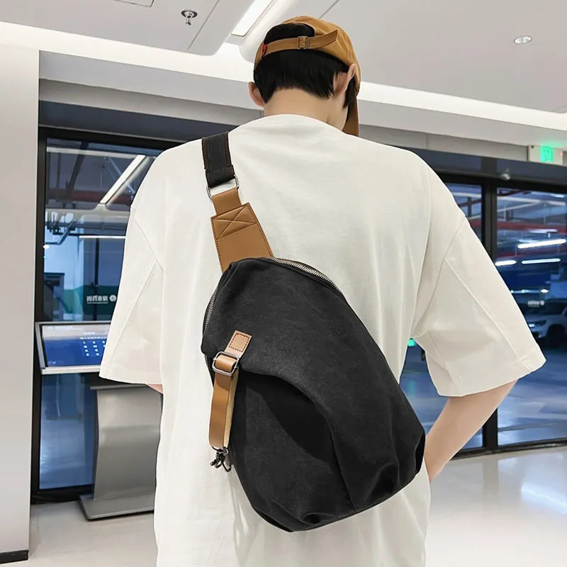 Duoluplo Doron Paul Canvas With PU Canvas Bag, Shoulder Bag, Crossbody Bag Unisex Black/Khaki/Gray/Ecru-2