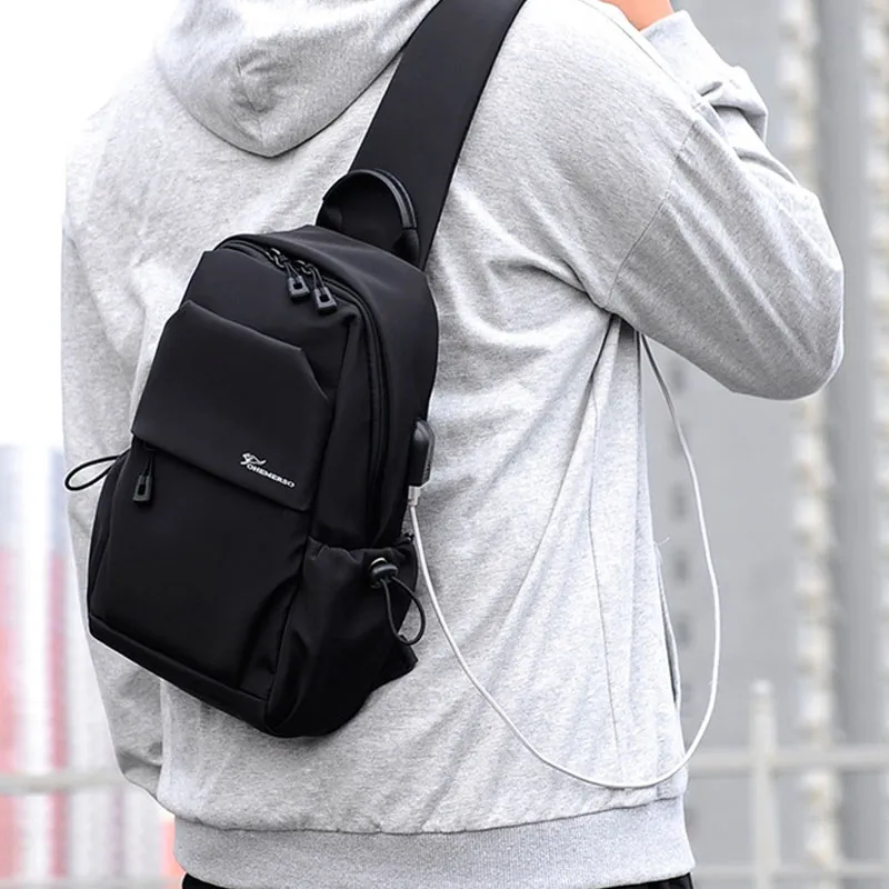 Dusen Kangaroo Oxford Sling Bag Men's Black/Camouflage Black-3