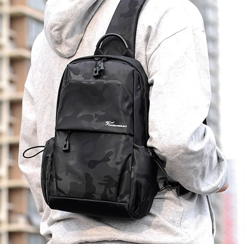 Dusen Kangaroo Oxford Sling Bag Men's Black/Camouflage Black-6