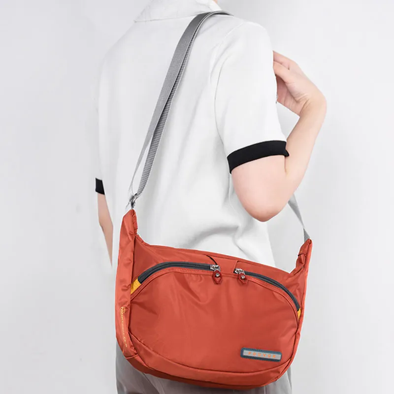 FOUVOR Nylon Fabric Shoulder Bag Crossbody Bag Regular Unisex Chestnut Red/Classic Black/Romantic Purple/Turquoise Blue-4