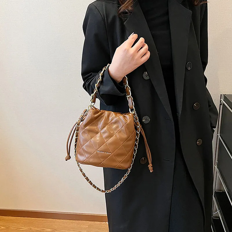 Cwatcun PU Shoulder Bag, Handbag Regular Women's Brown/Black/White-2