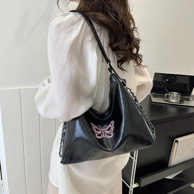 Dusen Kangaroo PU Crossbody Bag, Shoulder Bag Regular Women's White/Black/Silver-7