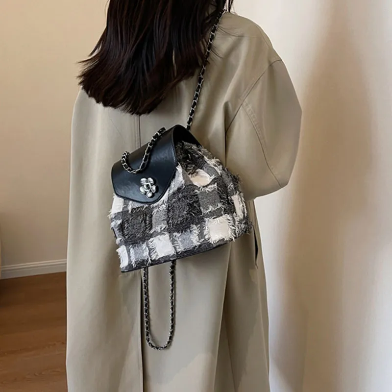 SUPERCUTE Canvas Backpack Women's Ecru/Gray/Black/Blue-5