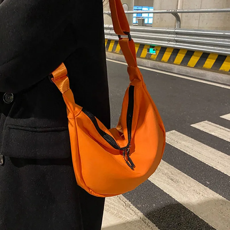 Techson Oxford Dumpling Bag Crossbody Bag Small Size Unisex Orange/Black/Green-3