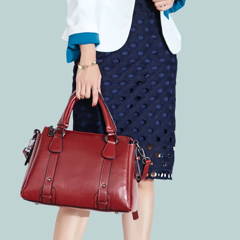ALOENEY Cow Leather One Shoulder Handbag Women's Red/Earth Yellow-4