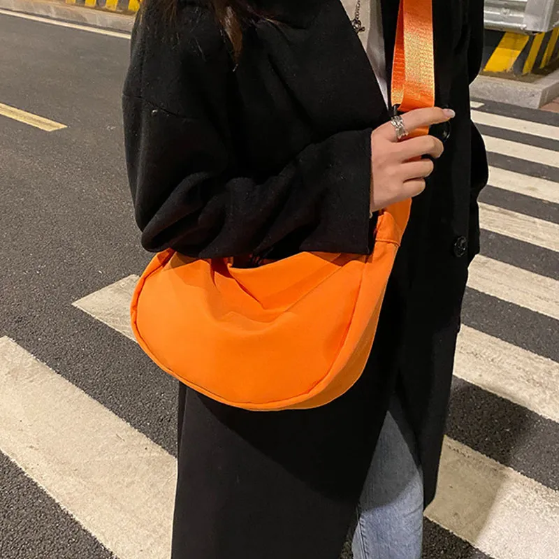 Techson Oxford Dumpling Bag Crossbody Bag Small Size Unisex Orange/Black/Green-1