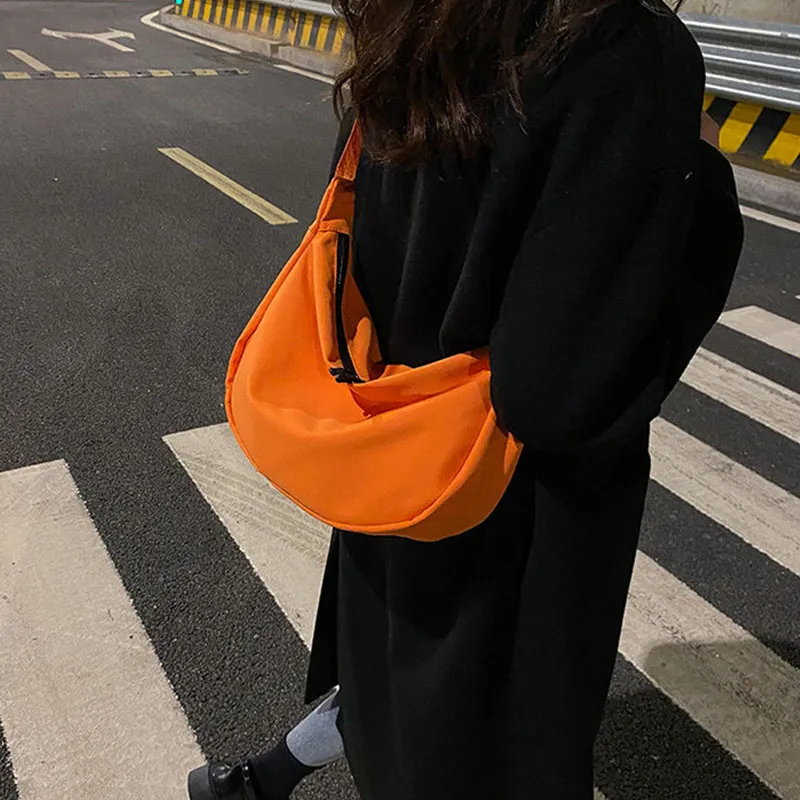 Techson Oxford Dumpling Bag Crossbody Bag Small Size Unisex Orange/Black/Green-2