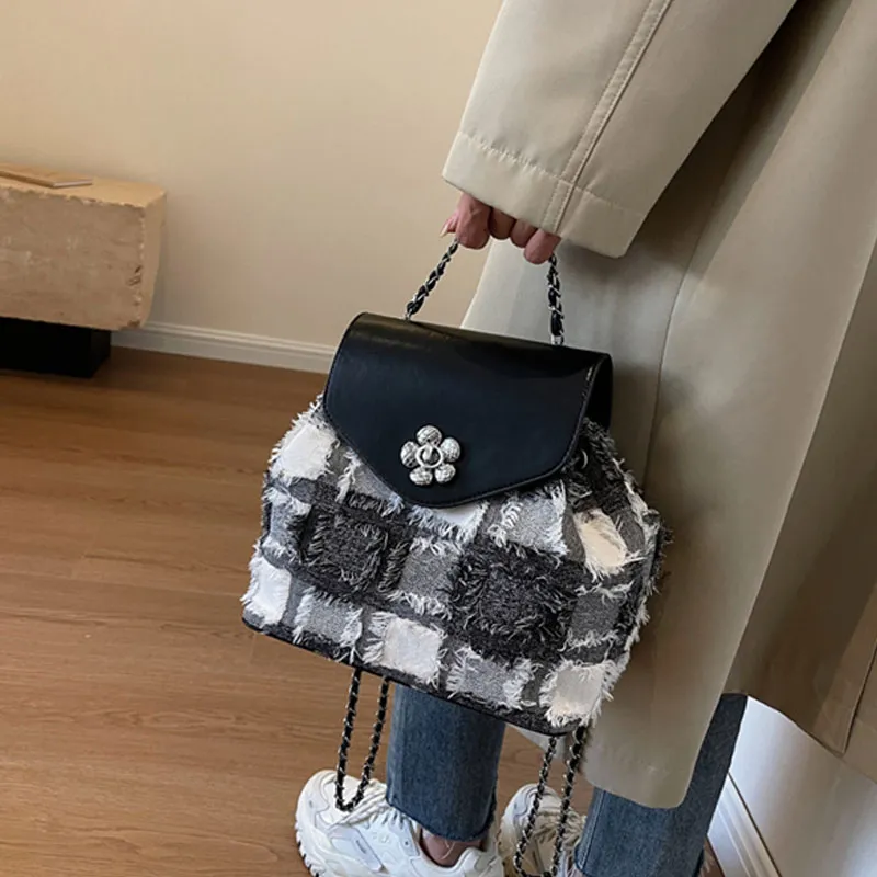 SUPERCUTE Canvas Backpack Women's Ecru/Gray/Black/Blue-6