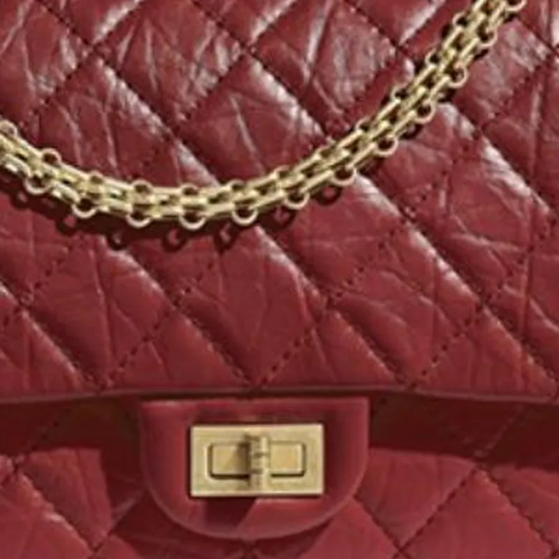 CHANEL 2.55 Vintage Calfskin Shoulder Bag, Crossbody Bag Trumpets Women's Burgundy-2