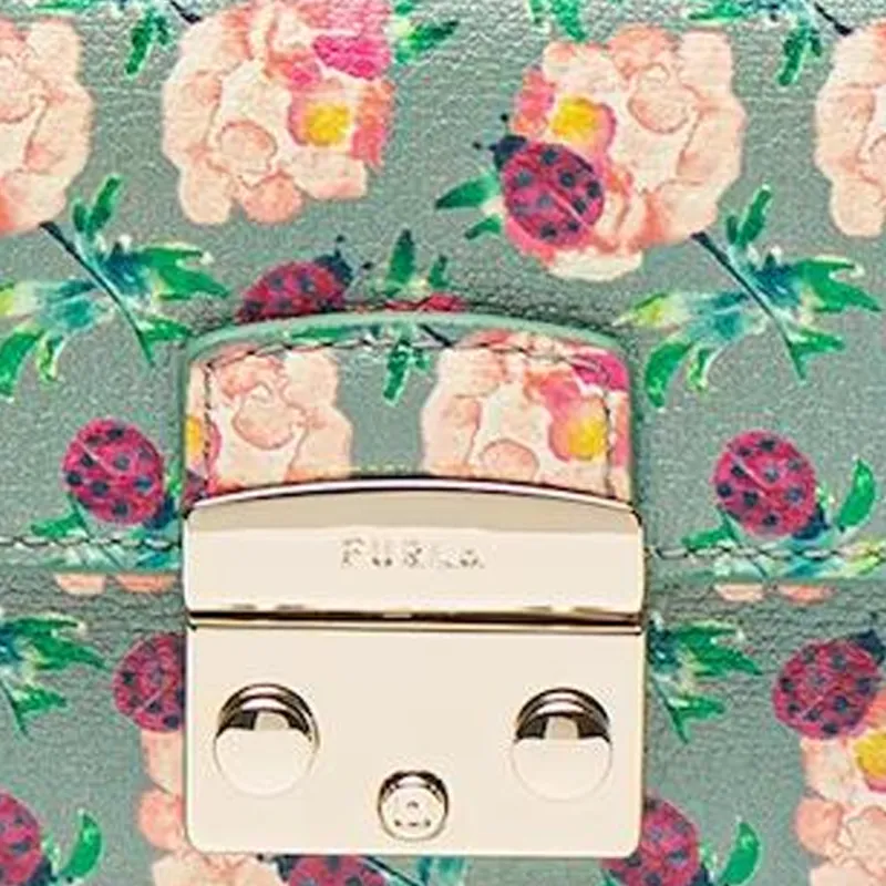 Furla Metropolis Collection Leather Shoulder Bag Crossbody Bag Women's Green & Multicolor-3