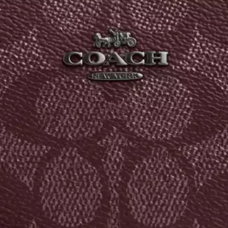 COACH Boxed Coated Canvas Clutch Small Size Women's Wine Color-2