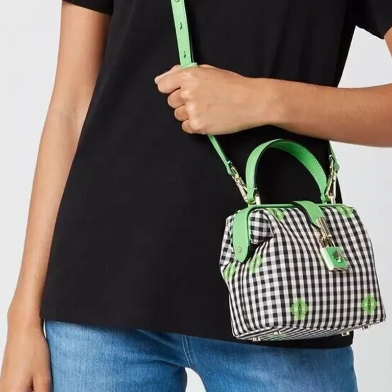 Kate Spade Remedy Embroidery Handbag Shoulder Bag Small Size Women's Black & White-4