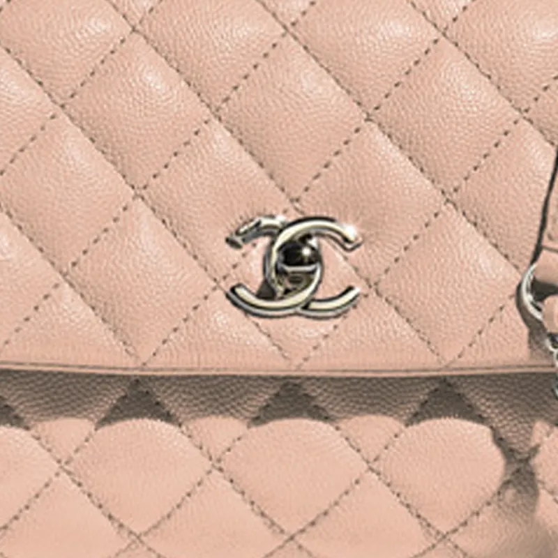 CHANEL Coco Handle Calfskin Flap Bag Handbag, Shoulder Bag Women's Light Pink Red-3