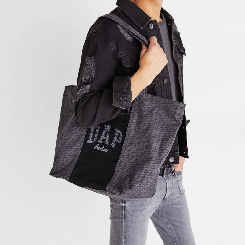 GAP GAP X Dapper Dan Collaboration Cotton Tote Bag Shopping Bag Shoulder Bag Handbag Regular Unisex Black-4