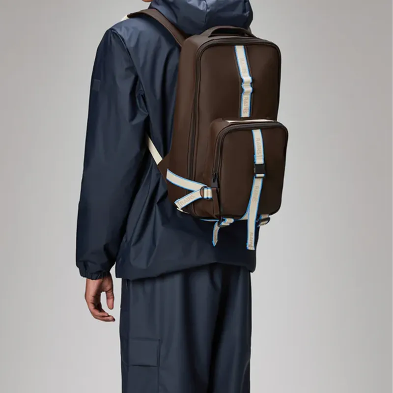 Rains Polyester Backpack Men's Dark Brown-3
