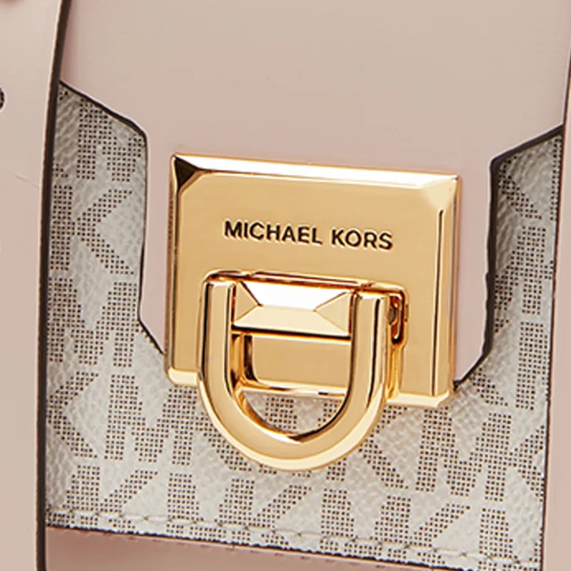 MICHAEL KORS Manhattan Leather Shoulder Bag, Crossbody Bag, Handbag Small Size Women's Vanilla White/Nude Pink-4