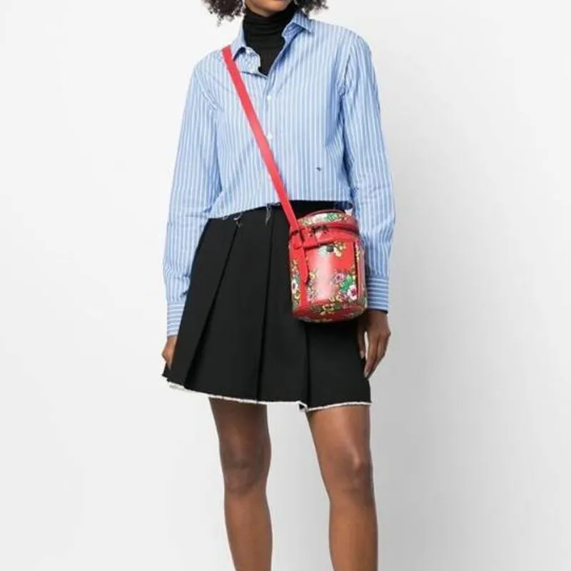 KENZO Polyurethane Bucket Bag, Shoulder Bag, Crossbody Bag, Handbag Women's China Red-4