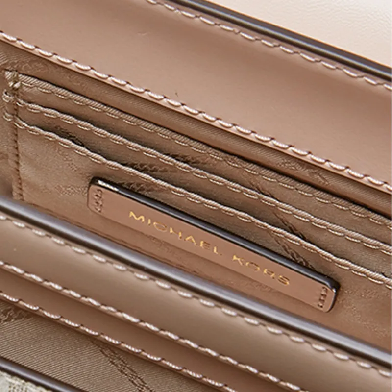 MICHAEL KORS Manhattan Leather Shoulder Bag, Crossbody Bag, Handbag Small Size Women's Vanilla White/Nude Pink-3