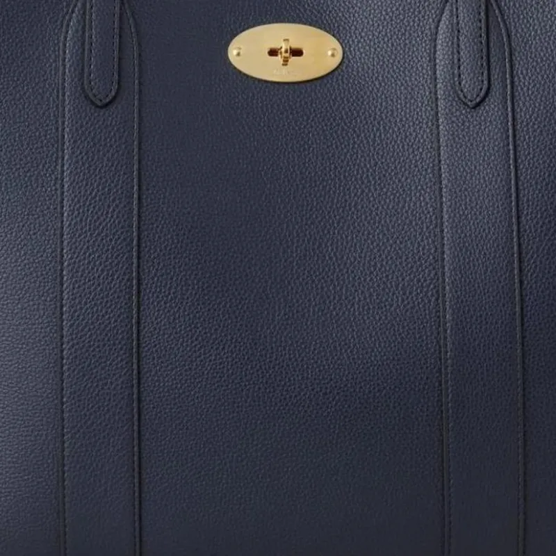 Mulberry Bayswater Grained Leather Tote Bag Shopping Bag Shoulder Bag Handbag Women's Midnight Blue Plush Blue-4