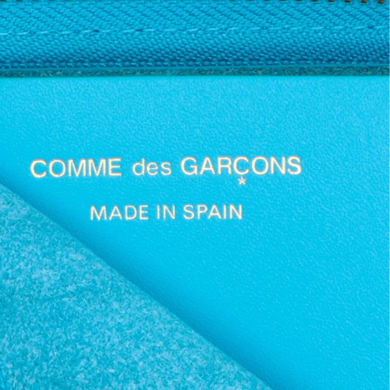 CDG Cow Leather Wallet Unisex Blue-4