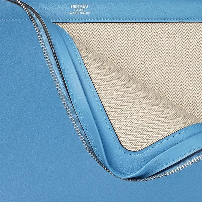 HERMES Evercolor Calfskin Clutch Women's 2T Bleu Paradis Sky Blue-2