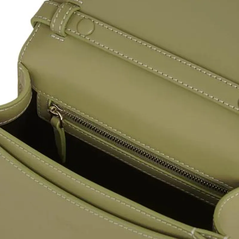 CAFUNE Cow Leather Shoulder Bag Crossbody Bag Small Size Women's Green-3