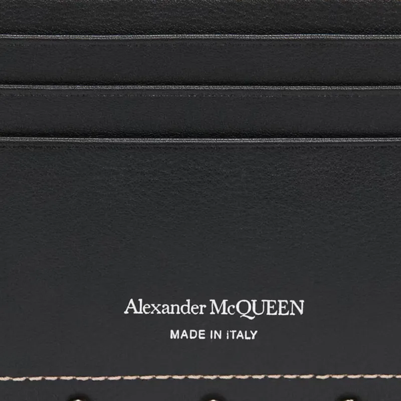 Alexander McQueen Calfskin Card Holder Men's Black-4