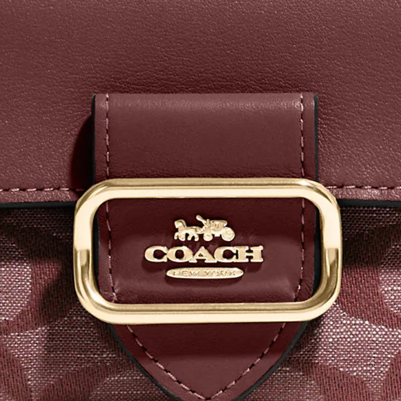 COACH Morgan Canvas With Smooth Leather Clutches Wallets Small Size Women's Brown-3