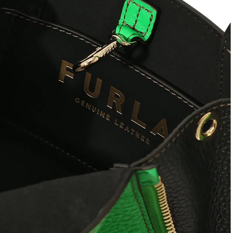 Furla Gilda Grain Leather Tote Bag, Shopping Bag, Shoulder Bag, Crossbody Bag, Handbag Mini Women's Green-3