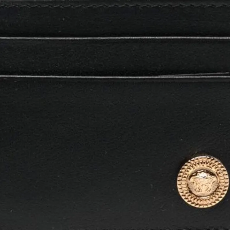 VERSACE VERSACE Calfskin Card Holder Men's Black-4