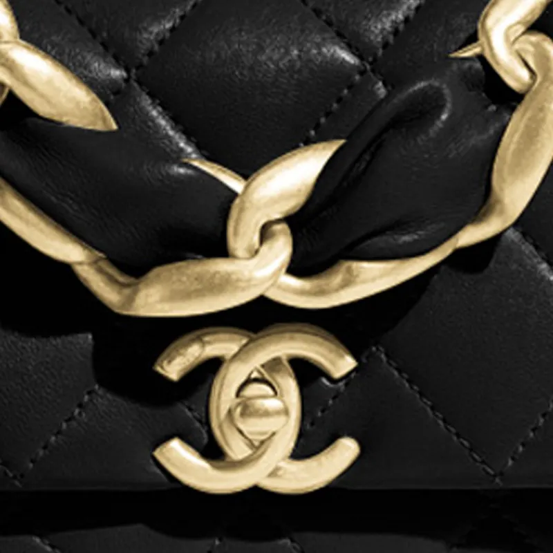 CHANEL 19Bag Lambskin Handbag, Shoulder Bag, Crossbody Bag Women's Black-2