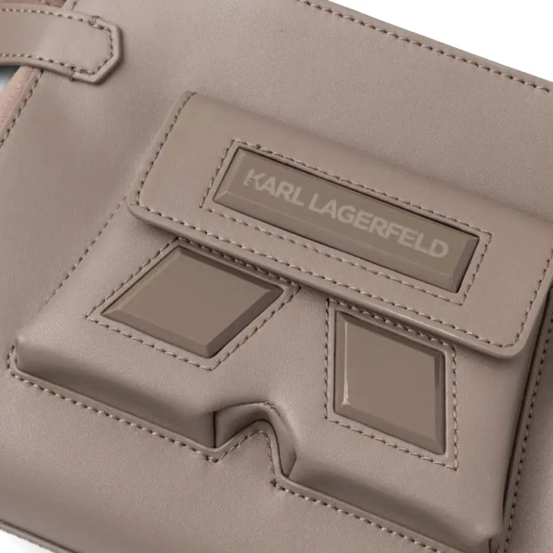 KARL LAGERFELD K/Ikonik Recycled Nylon Tote Bag, Shopping Bag, Shoulder Bag, Crossbody Bag, Handbag Unisex Brown-4
