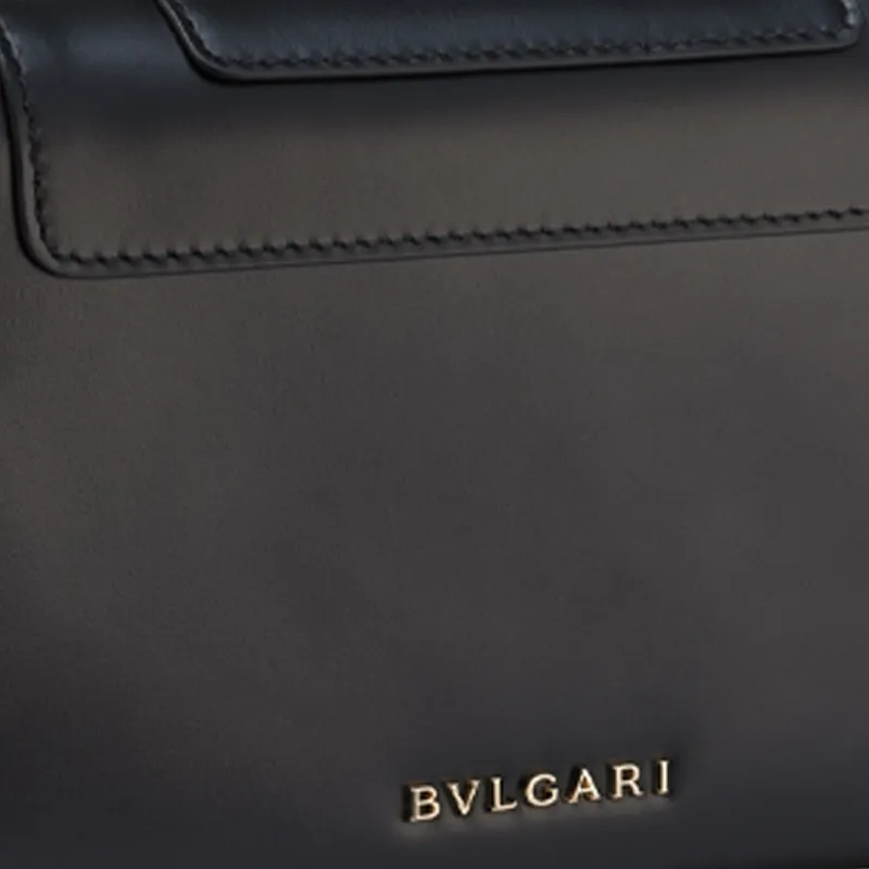 BVLGARI Calfskin Wallet Large Size Women's Black-3