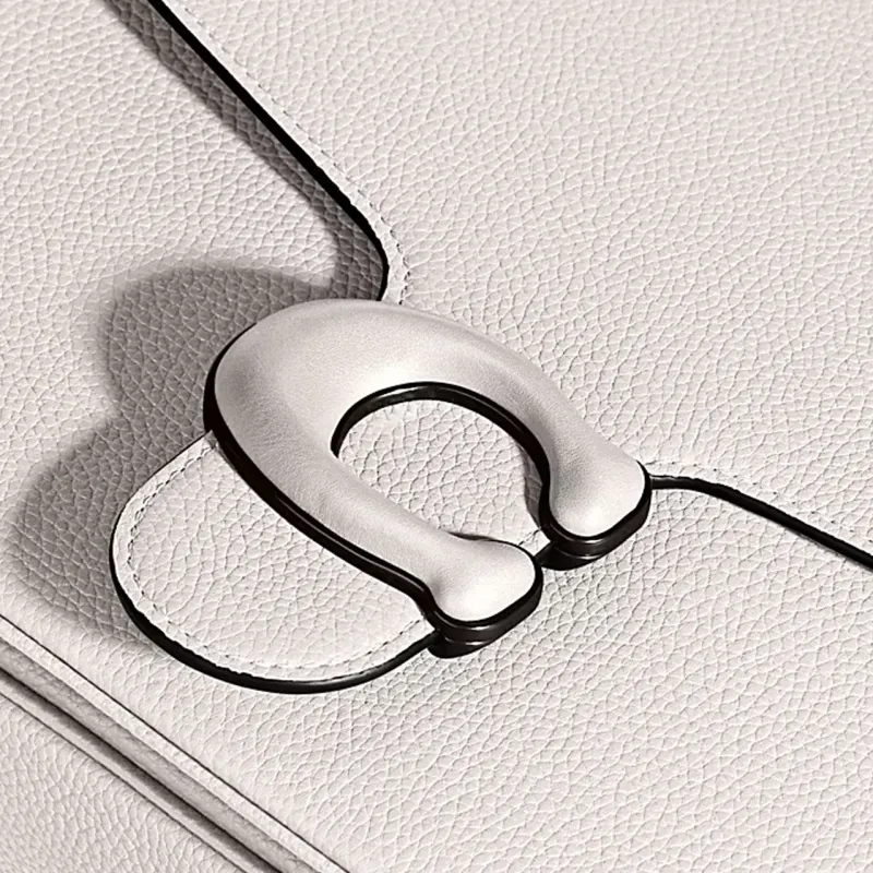 COACH Soft Tabby Pebbled Leather With Leather Messenger Bag, Shoulder Bag, Crossbody Bag Tubas Men's White-4