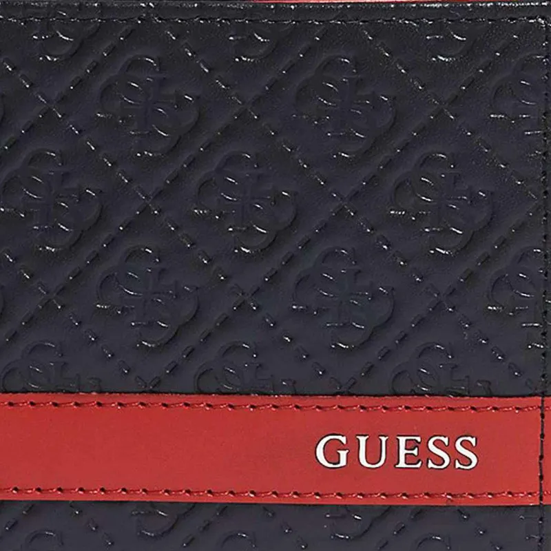 GUESS Leather Wallet Men's Black & Red-3
