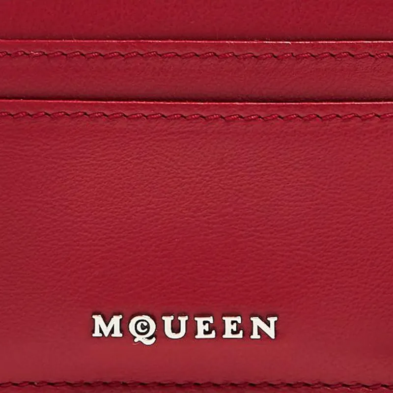 Alexander McQueen Calfskin Card Holder Women's Red-4