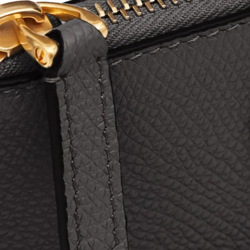 Valentino Vlogo Grain Calfskin Card Holder, Coin Purse, Card Holder Women's Black-4