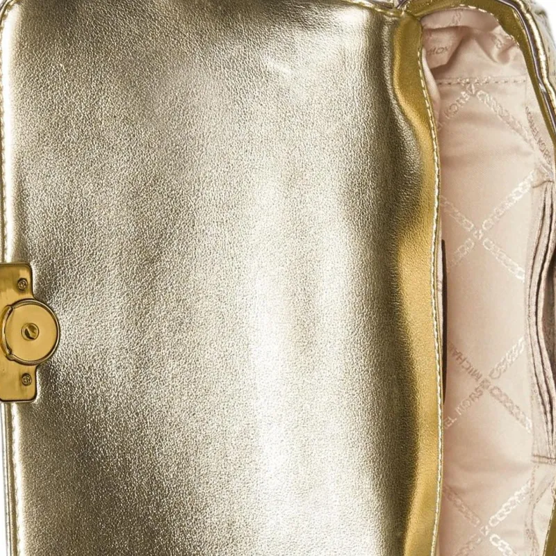 MICHAEL KORS Split Cow Leather Portable Crossbody Bag, Shoulder Bag Small Size Women's Wheat Wave Gold-3